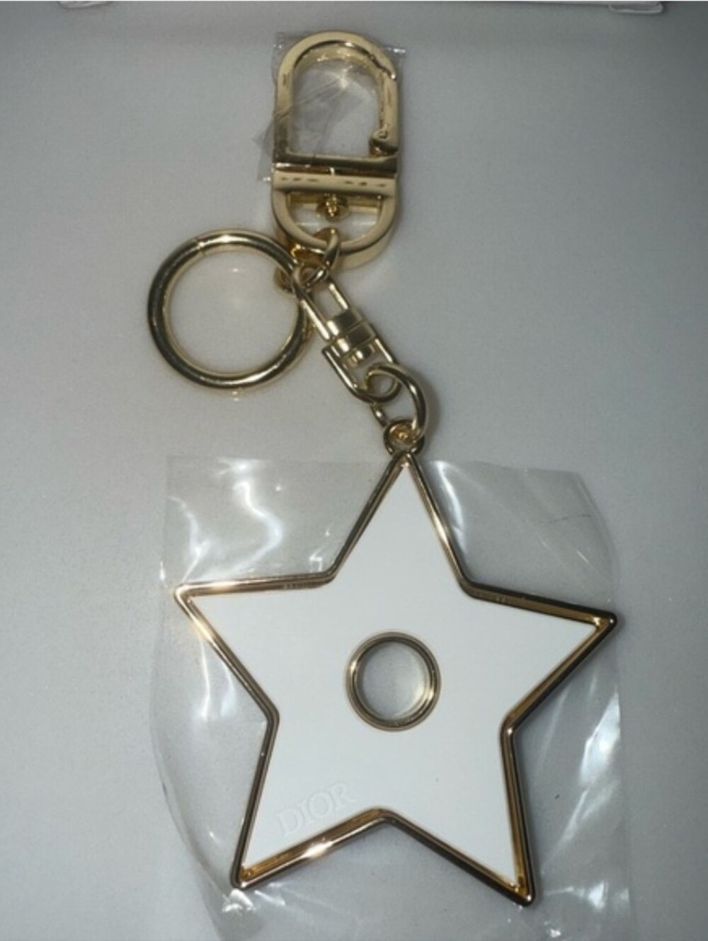 Dior White and Gold Star Keyring Charm - Picture 3 of 5